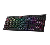 Redragon K618 Horus - Tastiera meccanica RGB Bluetooth/2,4 Ghz/cablata Tri-Mode Tasti piatti tastiera da gioco con connessione wireless, controllo multimediale dedicato e interruttore rosso lineare