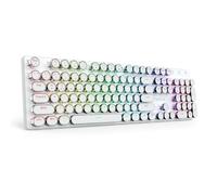 Redragon K710 Tastiera meccanica da gioco wireless per macchina da scrivere, Bluetooth/2,4 GHz/cablata, retroilluminazione RGB, ricaricabile, interruttore blu - Clicky, pannello in metallo, copritasti