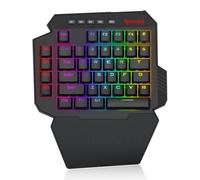 Redragon K758 Tastiera da gioco meccanica RGB cablata con una mano, tastiera da gioco professionale di tipo C a 39 tasti con presa hot-swap aggiornata, 4 tasti macro integrati e poggiapolsi dedicato