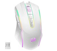 Redragon Mouse da gioco senza fili,Mouse senza fili ricaricabile con 8000 PPP, ergonomico, RGB, 9 pulsanti programmabili con pulsante di fuoco, 70 ore, mouse da gioco per Windows e Mac - bianco