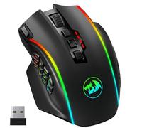 Redragon Mouse da gioco wireless RGB, 16000 DPI, mouse ottico MMO 2.4G/USB-C con 16 tasti programmabili, 12 tasti laterali, 45 ore, mouse ergonomico senza fili per PC / Mac Gamer