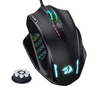 Redragon Mouse laser Impact M908 per gaming, con cavo, retroilluminazione RGB, luci a LED e tasti laterali, 12.400 DPI, ad alta precisione, 19 tasti programmabili