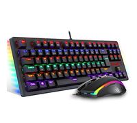 Redragon S113 Gaming Keyboard and Mouse Combo Wired Mechanical LED Rainbow Keyboard Backlit with Brown Switches and RGB Mouse 4200 DPI for Windows PC