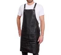 REDSALT® Grembiule in pelle di alta qualità, 100% pelle bovina, 84 x 62 cm, per barbecue professionale, grembiule da lavoro, cucina, gastronomia, bar, barista, grembiule da cucina, grembiule da