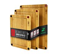 REDSALT® Innovativo tagliere in bambù, set da 3 pezzi, antiscivolo, in legno certificato FSC, 38 x 26 cm, 32 x 22 cm, 26 x 18 cm, utilizzabile su ambo i lati, antibatterico, con scanalatura per succo