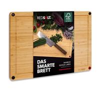 REDSALT® Innovativo tagliere in legno di bambù XL, 50 x 36 x 2,5 cm, antiscivolo su entrambi i lati, antibatterico, scanalatura profonda in legno di alta qualità, ideale per cucina, barbecue