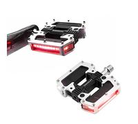 REDSHIFT ARCLIGHT PRO Flat Bicycle Pedals with LED Lights, Auto On-Off, 36+ hr Battery, USB Rechargeable, Weatherproof, Flat Aluminum Bike Pedal with 9/16in Steel Spindle and Traction Pins - Silver