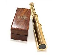 RedSkyTrader 22,9 cm Handheld Brass Telescope - Nautical Pirate Spy Glass con Scatola di Legno