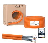 RedStar24 CAT 7 Cavo di rete 50m Duplex - Cavo Ethernet CAT7 Schermato Twin - Cavo dati LAN Gigabit S/FTP, PIMF, PoE, 10Gbit/s, Senza alogenuri, Cavo di installazione in rame - 50 metri