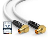 RedStar24 Cavo Antenna 12,5m Bianco - 90° Angolato Coassiale | Maschio a Femmina - Cavo Coassiale HDTV Premium per la TV via cavo | Cavo TV: Compatibile con TV, Radio, DVB-T/T2, DVB-C, DAB
