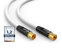 RedStar24 Cavo Antenna 1m Bianco - Maschio a Femmina IEC - Coassiale HDTV Premium per TV via Cavo | Compatibile Con TV, Radio, DVB-T/T2, DVB-C, DAB