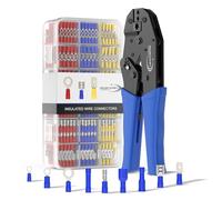 RedStar24 Crimpatrice Capicorda + 700 Terminali: Pinza capicorda elettrici 0,5-6 mm² - Crimpatrice a cricchetto per anello, forcella, piatti e giunzioni isolati Connettori