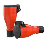 RedStar24 Presa femmina 220 V IP54 | Robusta gomma e plastica | Coperchio a molla automatica, perfetto per l'esterno, presa elettrica a 3 pin, set di 2 spine femmina Schuko