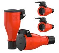 RedStar24 Presa femmina 220 V IP54 | Robusta gomma e plastica | Coperchio a molla automatica, perfetto per l'esterno, presa elettrica a 3 pin, set di 4 spine Schuko