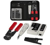 Redstar24 Set di attrezzi di rete 4 in 1 - LSA, pinza crimpatrice RJ45, tester di rete LAN, spelafili per RJ45, RJ11, CAT7, CAT6a e CAT6