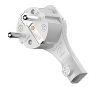 RedStar24 Spina ad angolo Schuko extra piatta con contatto di protezione, 250 V, 16 A, spina CEE 7/7 con impugnatura pieghevole e protezione antipiega per cavi fino a 3 × 1,5 mm², bianco