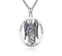 REDSUN Amuleto religioso collana bracciale in argento sterling 925 St.Raphael Arcangelo collana bracciale amuleto collana cristiana gioielli regalo per uomo donna, Argento sterling, Raffaello,