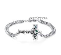 REDSUN Bracciale con martello di Thor, in argento Sterling 925, con albero della vita, unisex, regolabile, accessorio per gioielli vichinghi, regalo per uomini e donne, in acciaio inox da 7 + 2