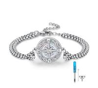 REDSUN Bracciale con urna a bussola per uomo e donna, in argento Sterling 925, con cenere, regolabile, stile vintage, amuleto gioielli da donna, Mittelgroße, nan, Zirconia cubica