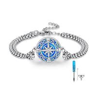 REDSUN Bracciale con urna a bussola per uomo e donna, in argento Sterling 925, con cenere, regolabile, stile vintage, amuleto gioielli da donna, Mittelgroße, nan, Zirconia cubica
