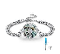 REDSUN Bracciale con urna a bussola per uomo e donna, in argento Sterling 925, con cenere, regolabile, stile vintage, amuleto gioielli da donna, Mittelgroße, nan, Zirconia cubica