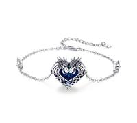 REDSUN Bracciale da donna con drago celtico S925 in argento Sterling con cristallo regolabile a forma di cuore, per donna, ragazza, mamma, San Valentino, compleanno, Natale