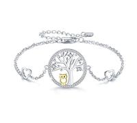 REDSUN Bracciale da donna in argento Sterling 925 con koala, farfalla, malocchio, bradipo, bussola, albero della vita, regolabile, per donne, ragazze, mogli, madri, figlie, Argento sterling
