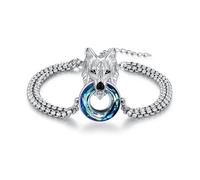 REDSUN Braccialetto con drago celtico, S925, in argento Sterling con cristalli, regolabile, 7 + 2 pollici, con cuore, drago, gioiello per donne, ragazze, mamma, regali di compleanno, Natale, Argento