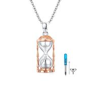 REDSUN Collana a forma di urna per cenere, in argento Sterling 925, con ciondolo a clessidra, con ciondolo in vetro con ciondolo a forma di urna con zirconi, Zirconia, zirconia