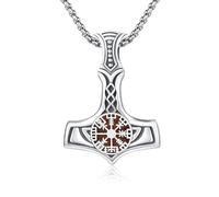 REDSUN - Collana con ciondolo a forma di freccia vichinga, martello di Thor, in argento sterling 925, con ciondolo a forma di croce, ciondolo celtico, amuleto, per uomo, figlio, ragazzo, donna, uomo e
