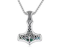 REDSUN Collana con ciondolo a forma di freccia vichinga, martello di Thor, in argento sterling 925, con ciondolo a forma di croce, ciondolo celtico, amuleto, gioiello per uomo, figlio, ragazzo, donna