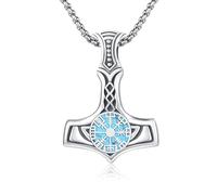 REDSUN - Collana con ciondolo a forma di freccia vichinga, martello di Thor, in argento sterling 925, con ciondolo a forma di croce, ciondolo celtico, amuleto, per uomo, figlio, ragazzo, donna, uomo e
