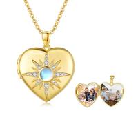REDSUN Collana con ciondolo a forma di stella, in argento Sterling 925, con stella a ottanta punte, con ciondolo placcato in oro, con pietra di luna, per donne, ragazze, fidanzate, donne, madri