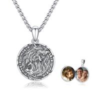 REDSUN Collana con ciondolo a forma di testa di lupo, in argento Sterling 925, personalizzata, con medaglione per foto, gioielli da uomo, figlio, donna, ragazzo, regalo, Argento sterling