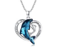 REDSUN Collana da donna a forma di cuore, in argento sterling 925, con cristalli blu, con zirconi, elegante ciondolo regalo per donne, ragazze, mogli, regalo per la festa della mamma