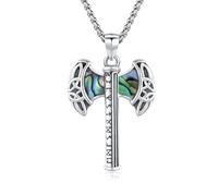 REDSUN Collana da uomo con ascia vichinga, in argento sterling 925, abalone ossidato, ciondolo con ascia nordica, gioiello celtico, amuleto, regalo per uomini, figli, padre