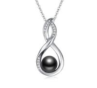 REDSUN Collana in argento Sterling S925 con ciondolo a forma di infinito con perle nere, idea regalo per donne, madri, mogli, amate anniversari, compleanni