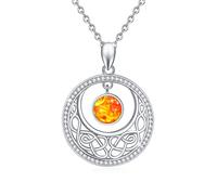 REDSUN Luna e sole Collana in argento Sterling 925 collana celtica luna e sole ciondolo con cristallo luna luna e sole gioielli regalo per donne ragazze, 20mm x 20mm, Argento sterling