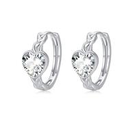 REDSUN Orecchini a cerchio a forma di cuore celtico, per ragazze e donne, in argento sterling 925, con cuore bianco, zirconi, ipoallergenici, regalo di compleanno