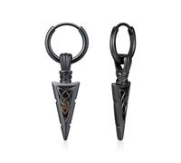 REDSUN Orecchini a cerchio a forma di freccia, colore nero, in argento sterling 925, orecchini celtici, da uomo, con occhio di tigre, punk, gioielli celtici, per donne, uomini, figli, adolescenti