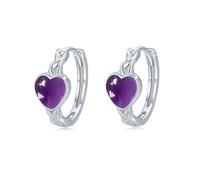 REDSUN Orecchini a cerchio in argento Sterling 925 a forma di cuore celtico con zirconi e ametista, ipoallergenici, gioielli celtici, regalo per donne e ragazze, compleanno, San Valentino, Argento