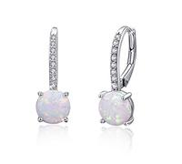 REDSUN Orecchini a cerchio opale, in argento sterling 925, ipoallergenici, con zircone, opale, per donna, mamma, moglie, ragazza, festa della mamma, compleanno, San Valentino