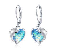 REDSUN Orecchini a forma di delfino, in argento Sterling 925, a forma di cuore, da appendere per ragazze, donne, figlie, bambini, donne, donne, donne, donne, regali di compleanno, Natale