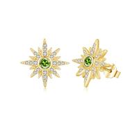 REDSUN Orecchini a forma di stella in oro con zirconi verde oliva per figlia, in argento 925, regalo per ragazze e donne, compleanno, Natale, San Valentino