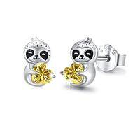 REDSUN Orecchini a perno in argento Sterling 925 con zirconi gialli, per ragazze, regali per donne, figlie mamme