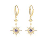 REDSUN Orecchini con pietra di luna in argento sterling 925, con stella a ottanta punte, sole/luna, arcobaleno, per ragazze, madri, figlie, donne, fidanzate, Argento sterling, Zirconia cubica