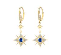 REDSUN Orecchini con pietra di luna in argento sterling 925, con stella a ottanta punte, sole/luna, arcobaleno, per ragazze, madri, figlie, donne, fidanzate, Argento sterling, Zirconia cubica