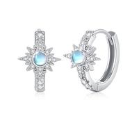 REDSUN Orecchini da donna in argento Sterling 925 a ottanta punte, pietra di luna e zircone 5A, per donne, fidanzate, ragazze, compleanni, San Valentino