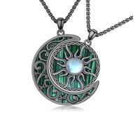 REDSUN Yin Yang - Collana in argento sterling 925, con sole e luna, argento, oro/nero, ciondolo celtico Tai Chi con ciondolo a forma di sole e abalone, idea regalo per donne partner, klein (Pendants