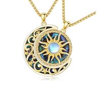 REDSUN Yin Yang - Collana in argento sterling 925, con sole e luna, argento, oro/nero, ciondolo celtico Tai Chi con ciondolo a forma di sole e abalone, idea regalo per donne partner, 20 mm (Sonne) und